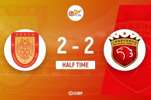 战报：铜梁龙2-2海港，半场战平