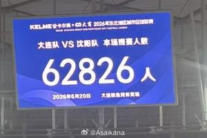 东北超大连对阵沈阳观赛人数达62826人，刷新业余联赛苏超62329人记录