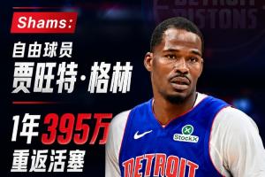 Shams：自由球员贾旺特·格林一年395万加盟活塞