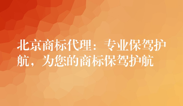 北京商标代理：专业保驾护航，为您的商标保驾护航