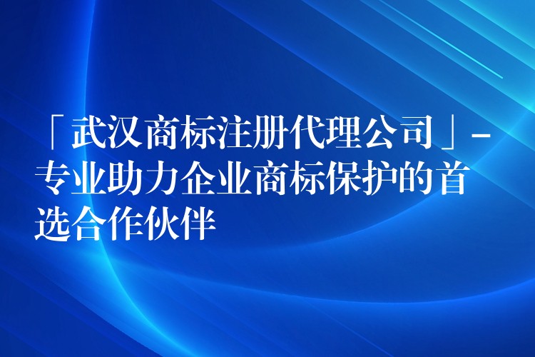 「武汉商标注册代理公司」- 专业助力企业商标保护的首选合作伙伴