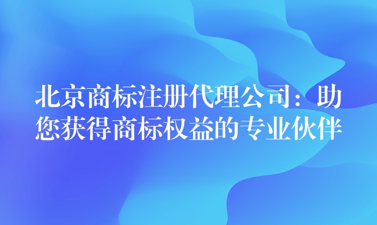 北京商标注册代理公司：助您获得商标权益的专业伙伴