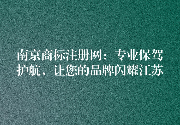 南京商标注册网：专业保驾护航，让您的品牌闪耀江苏