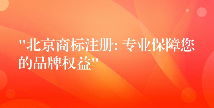 “北京商标注册: 专业保障您的品牌权益”