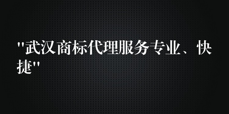 “武汉商标代理服务专业、快捷”
